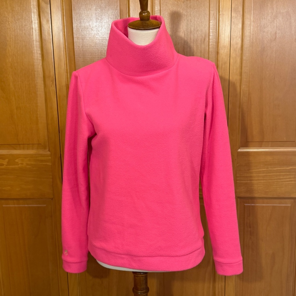 Dudley Stephens Park Slope Hot Pink Funnel Neck Fleece Top